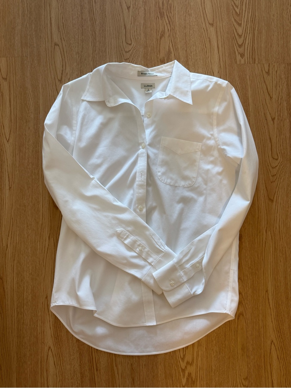 L.L. Bean White Classic Button Shirt with Chest Pocket